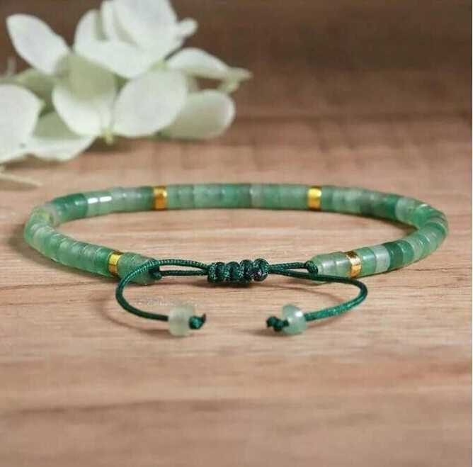 2025NEW Green Aventurine Bead Braided Bracelet Aventurine Adjustable Bracelet