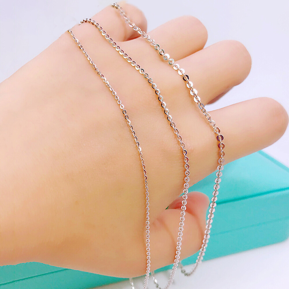 Solid Platinum 950 Necklace 1.2mm 1.5mm 1.8mm O Cable Link Chain 15.7″-17.7″ L