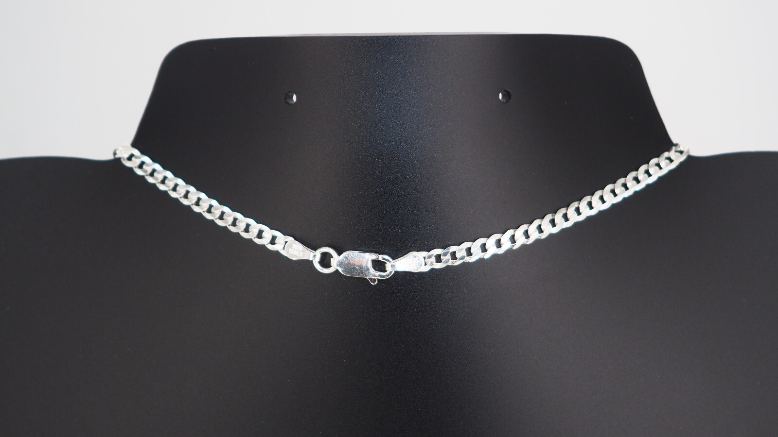 Solid 925 Sterling Silver Curb Chain Necklace 3mm, 24” Italy NEW