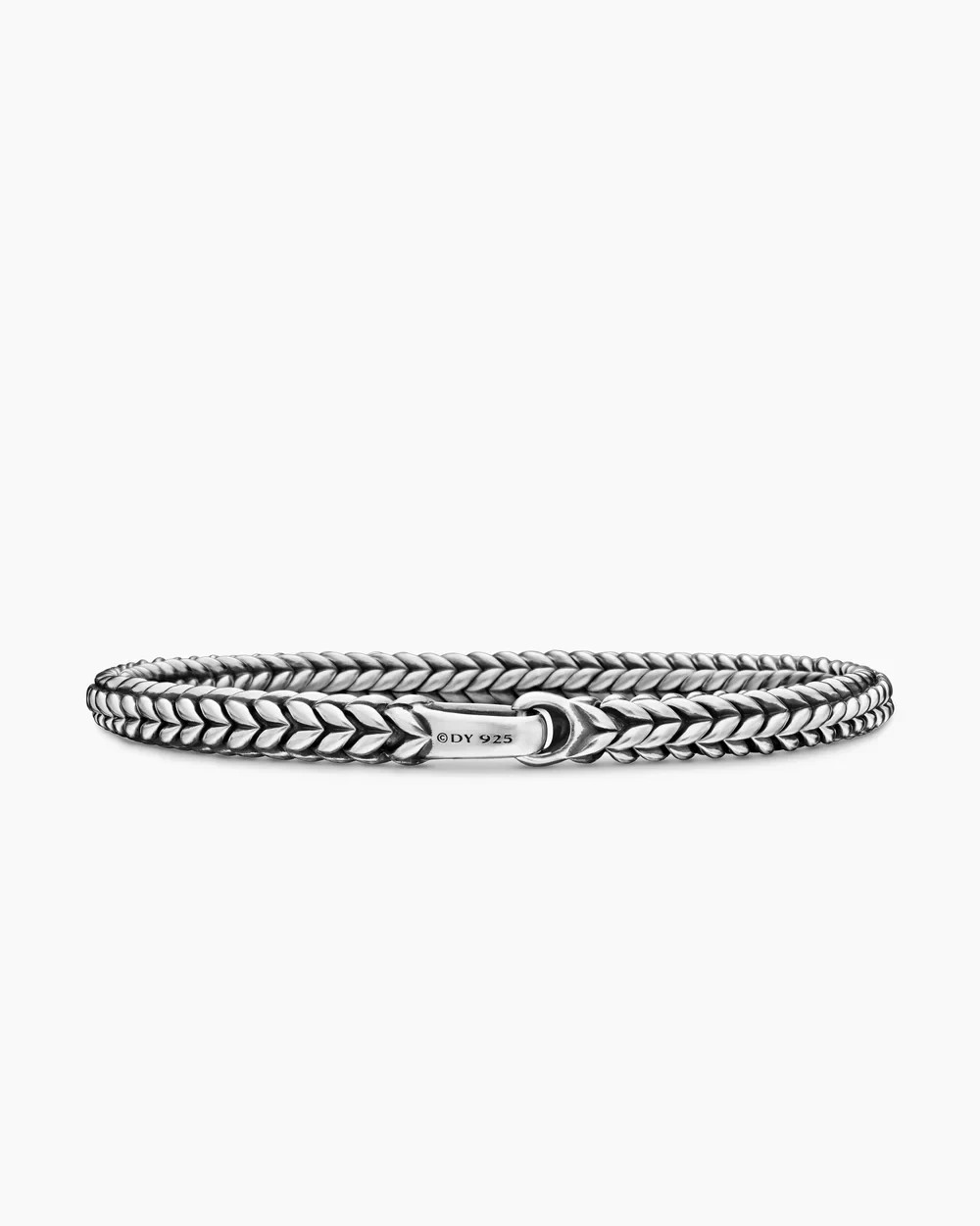 David Yurman 6mm Sterling Silver Chevron Bead Bracelet – Size Large