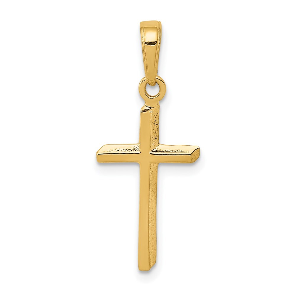 14K Yellow Gold Polished Cross Pendant for Women 0.55g, L-24mm, 12mm