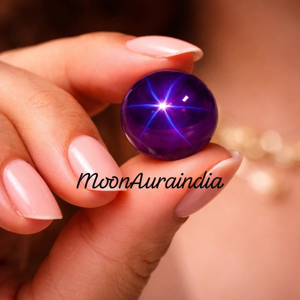 14Ct Natural Purple Star Sapphire Gemstone Rare 6 Rays Star Sapphire Gemstone