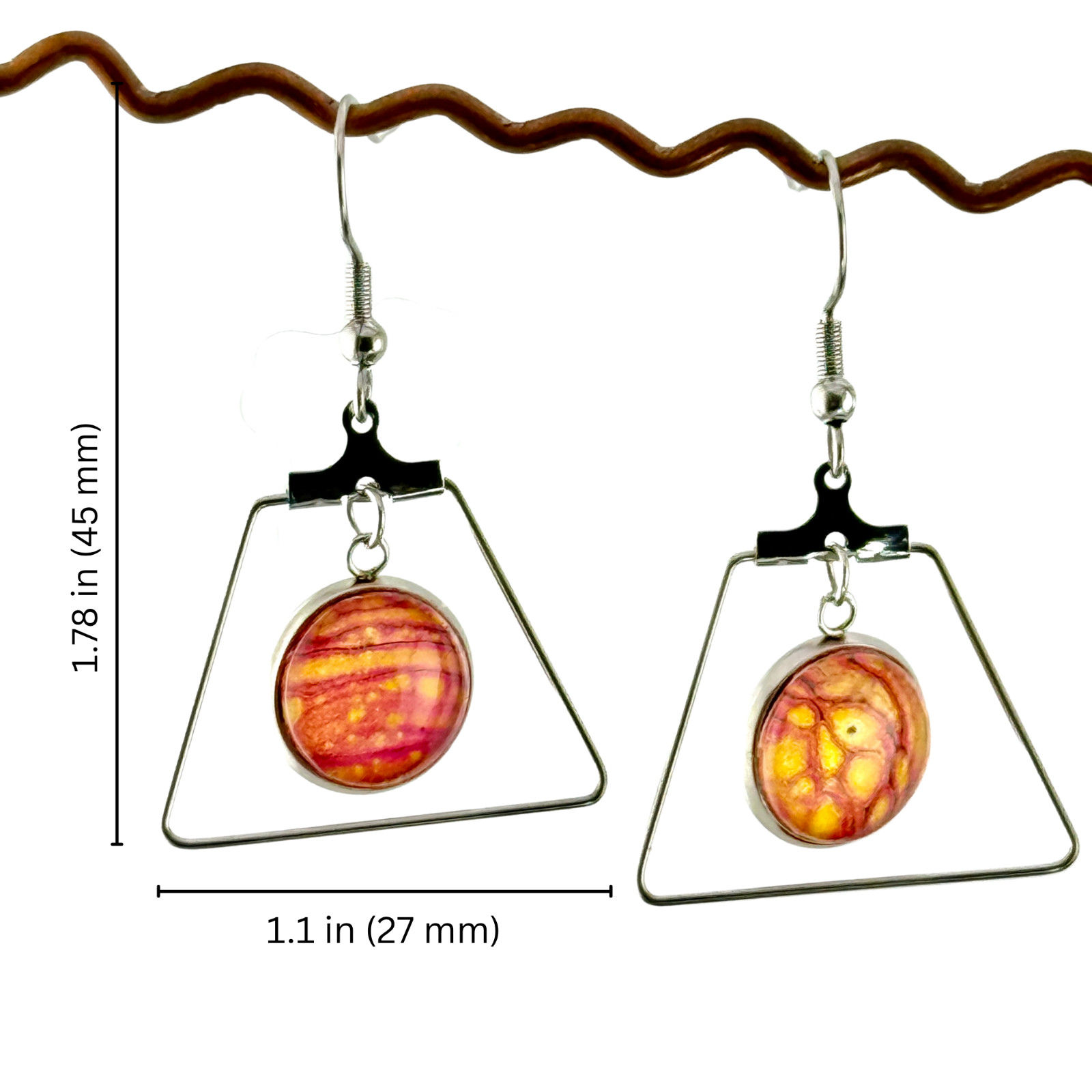Dangle Earrings Handmade “Citrus Slices” Sterling Silver French Earwires