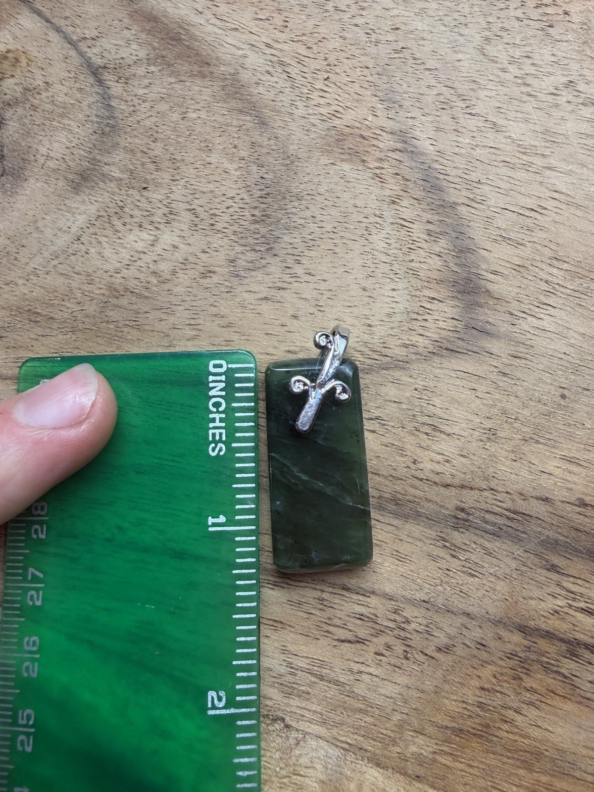 Green Nephrite Jade Pendant Artisan Rectangle