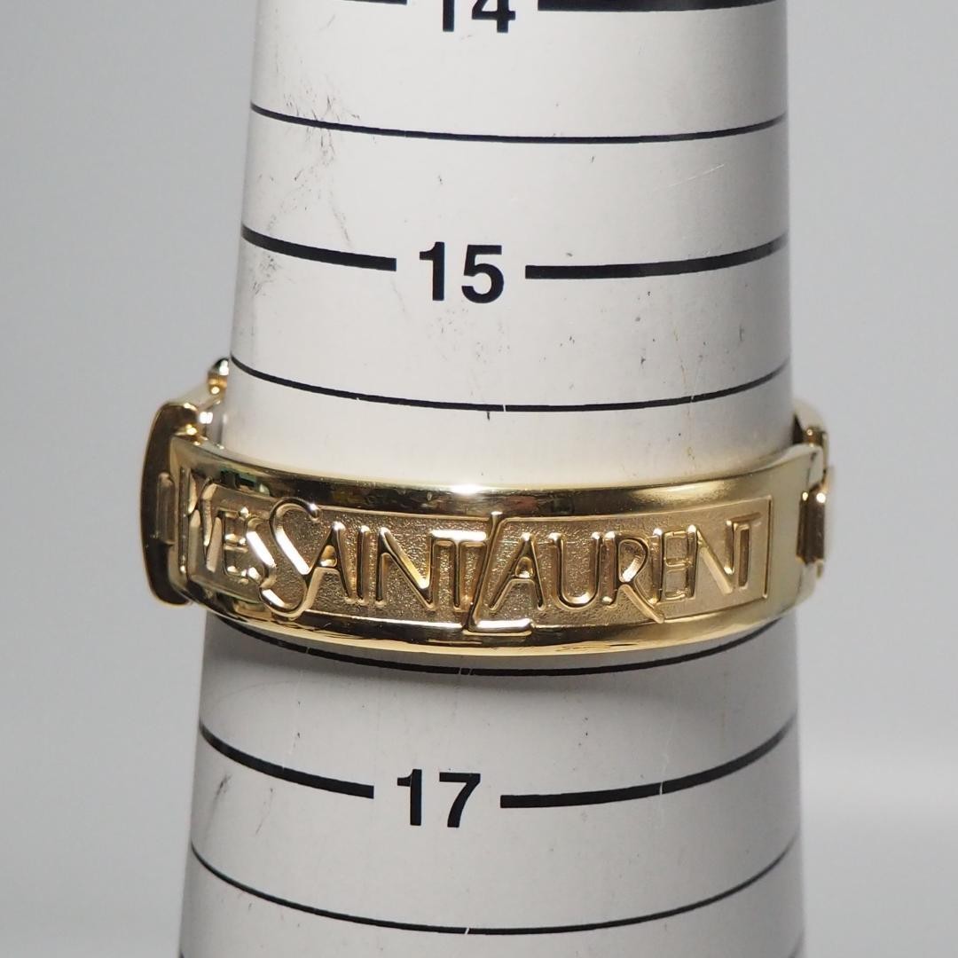 Yves Saint Laurent Square Shell Dial Bangle Watch White H922 Japan 075749