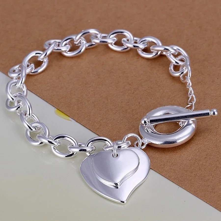 925 Sterling Silver Solid Chain Bracelet Women Men Wedding Gift Jewelry