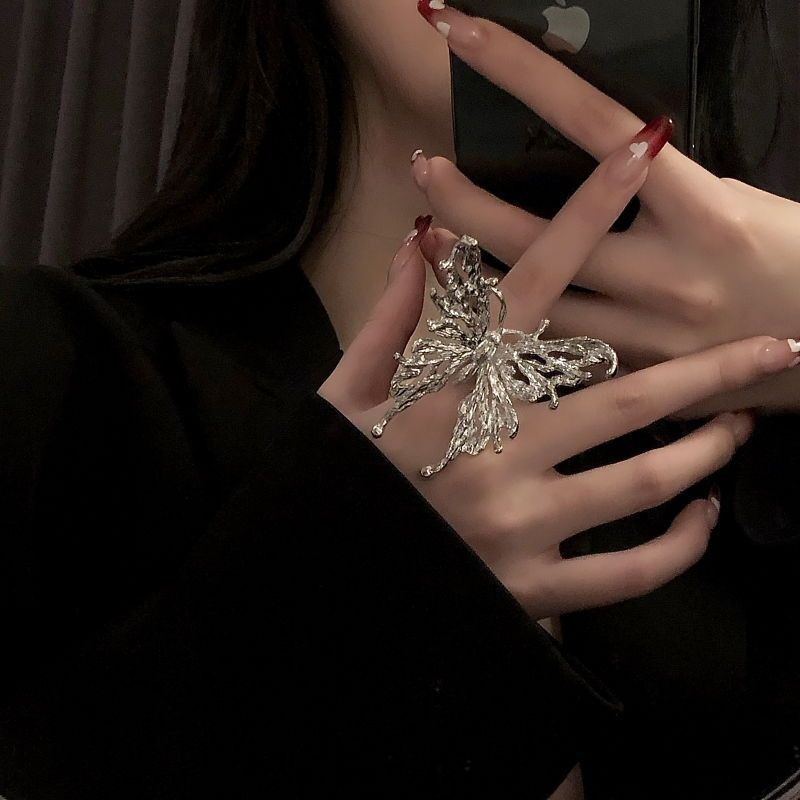Large Butterfly Adjustable Ring for Women Fashion Jewelry Accessory