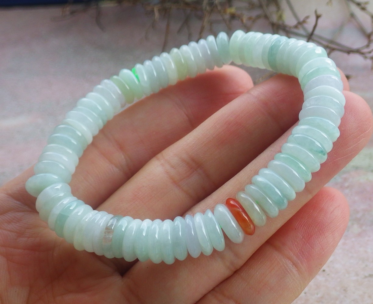 1 piece Green 100% A JADE Jadeite Bead Beads Bangle Circe Bracelet 6.5 in 708579