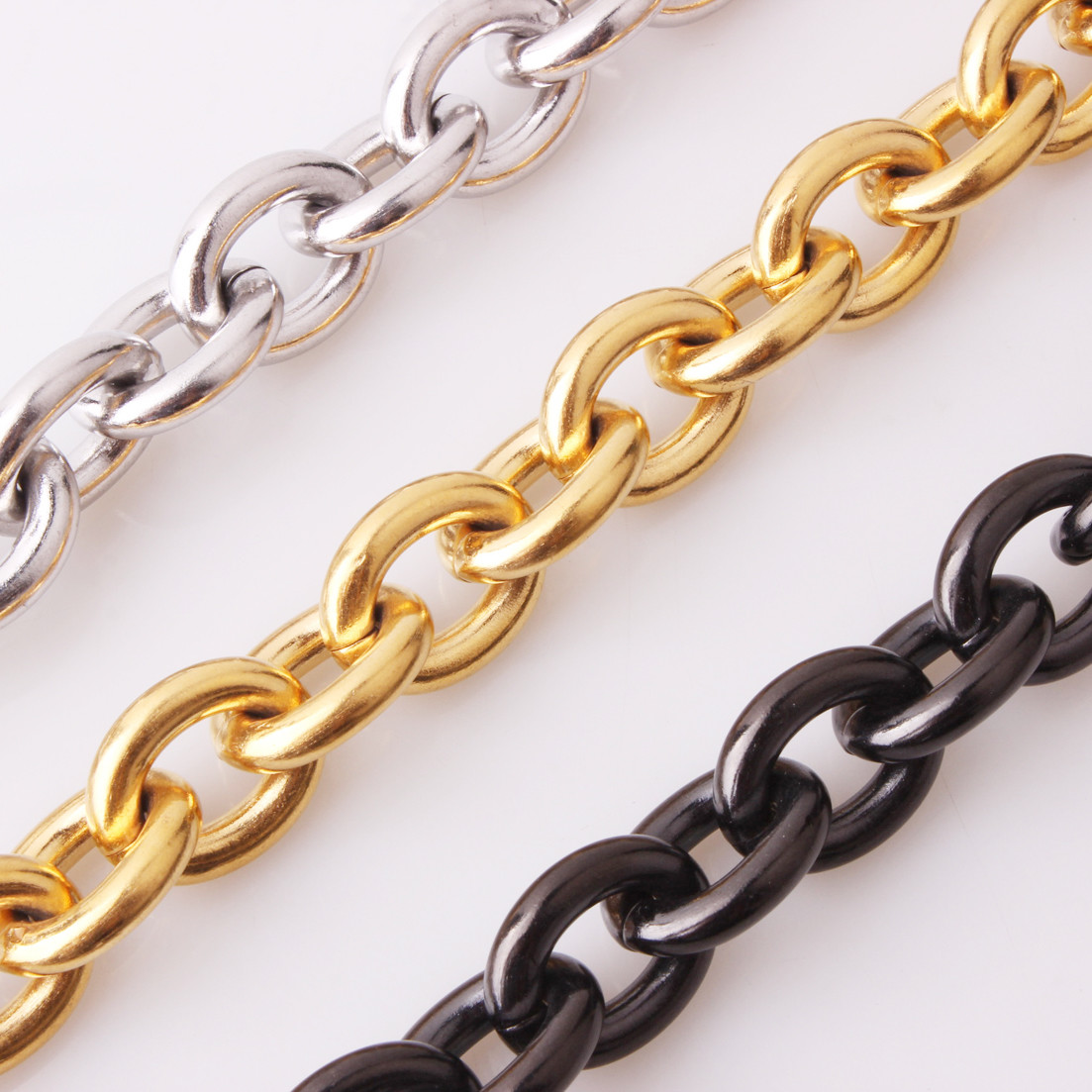 7″-40″ Stainless Steel Huge 8/11/13/15mm Rolo Oval Link Men’s Chain Necklace