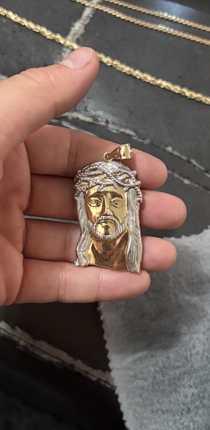 10k Solid Gold Cuban Chain Jesus Pendant Bracelet Figaro Rope Mariner 14k 18k