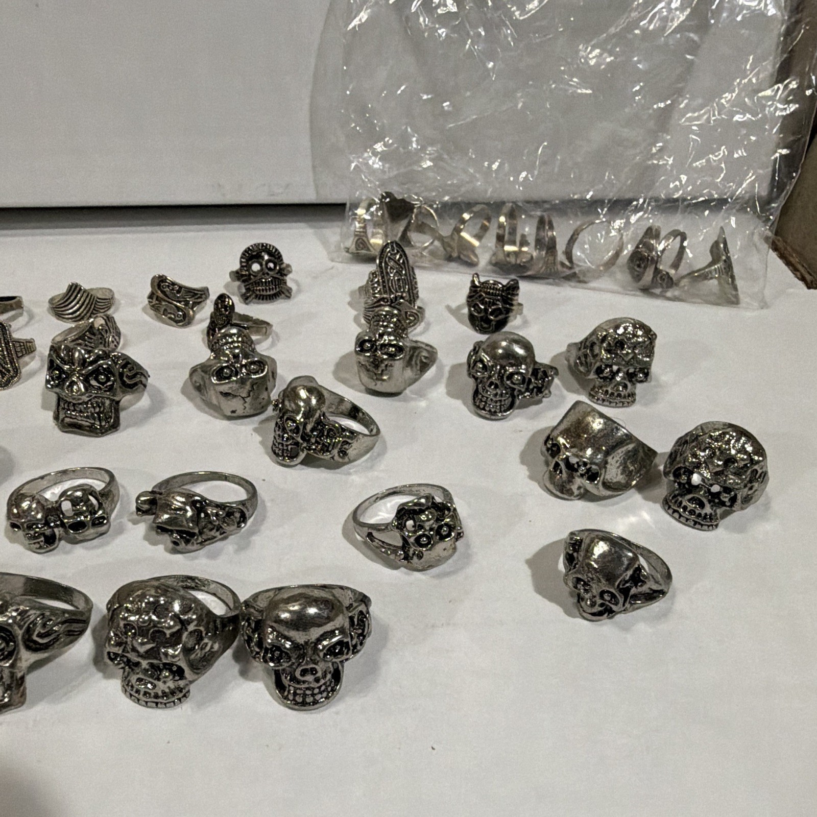 Skull Design Ring Mixed Lot, Silver Tone Metal, Unisex Adults Fashion Jewelry