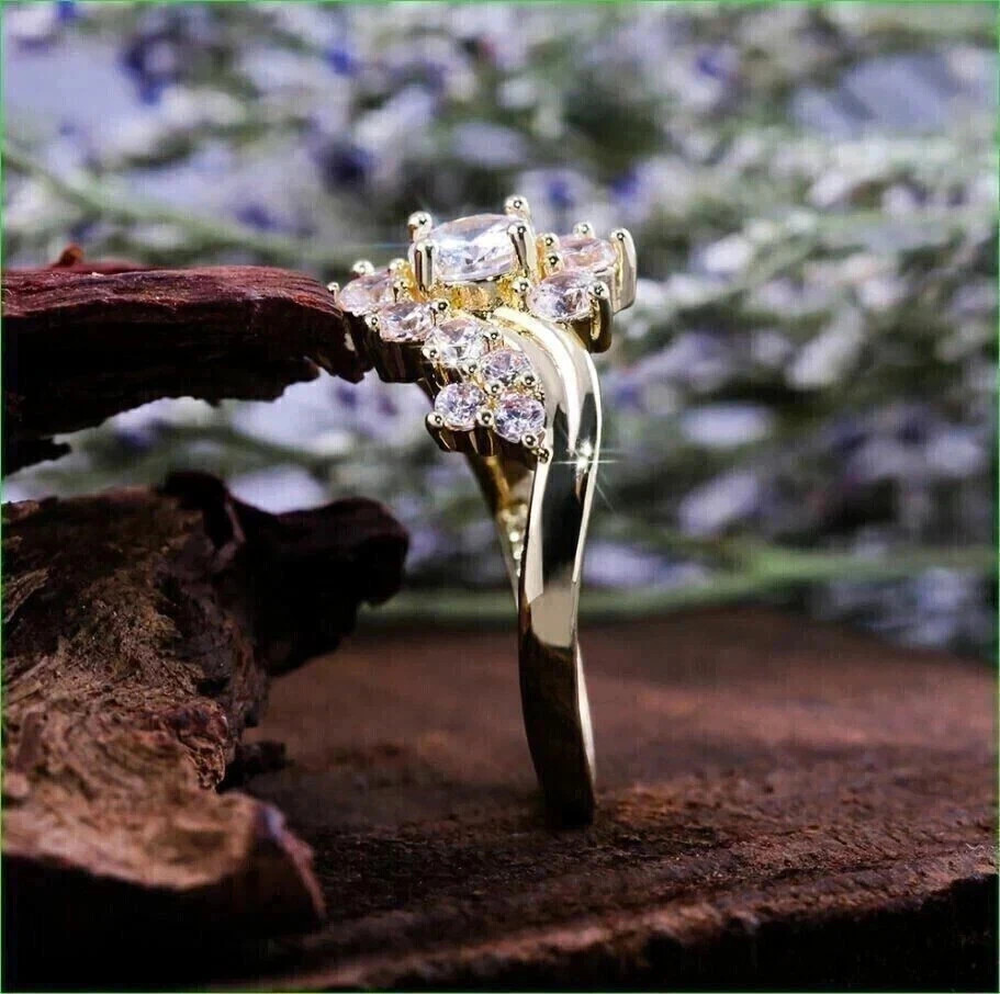 2Ct Round Cut Lab Created Moissanite Engagement Ring 14K Yellow Gold Plated