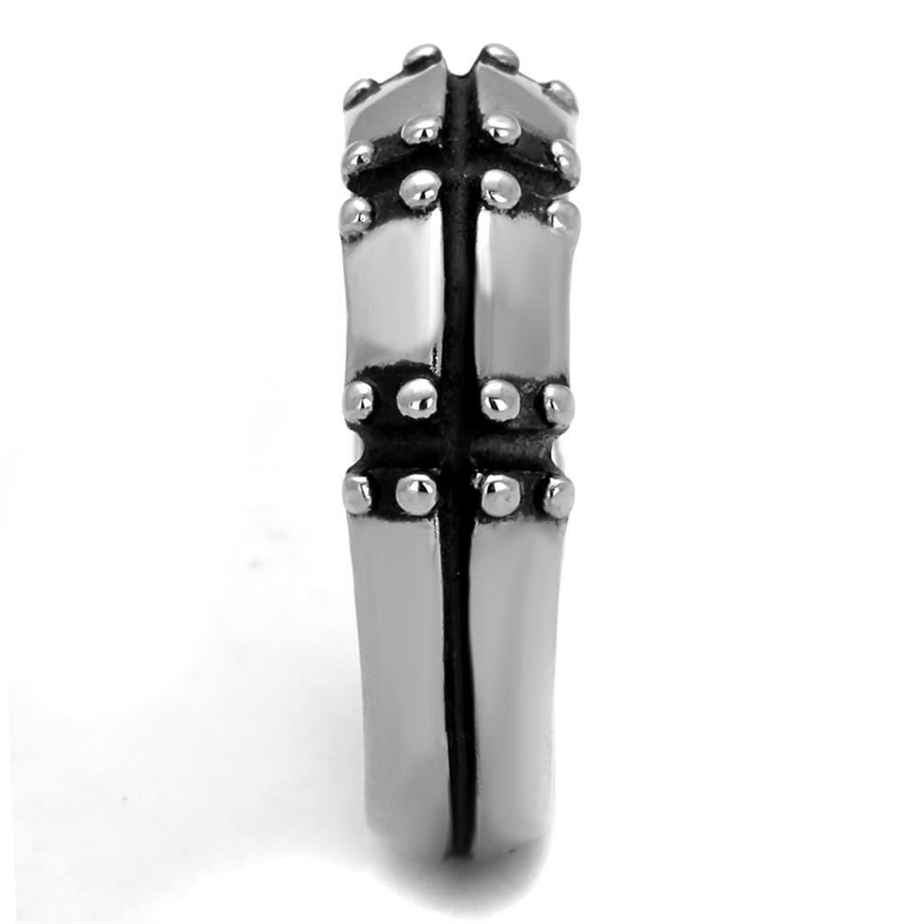 TK2342 – High polished (no plating) Stainless Steel Ring with Epoxy in Jet