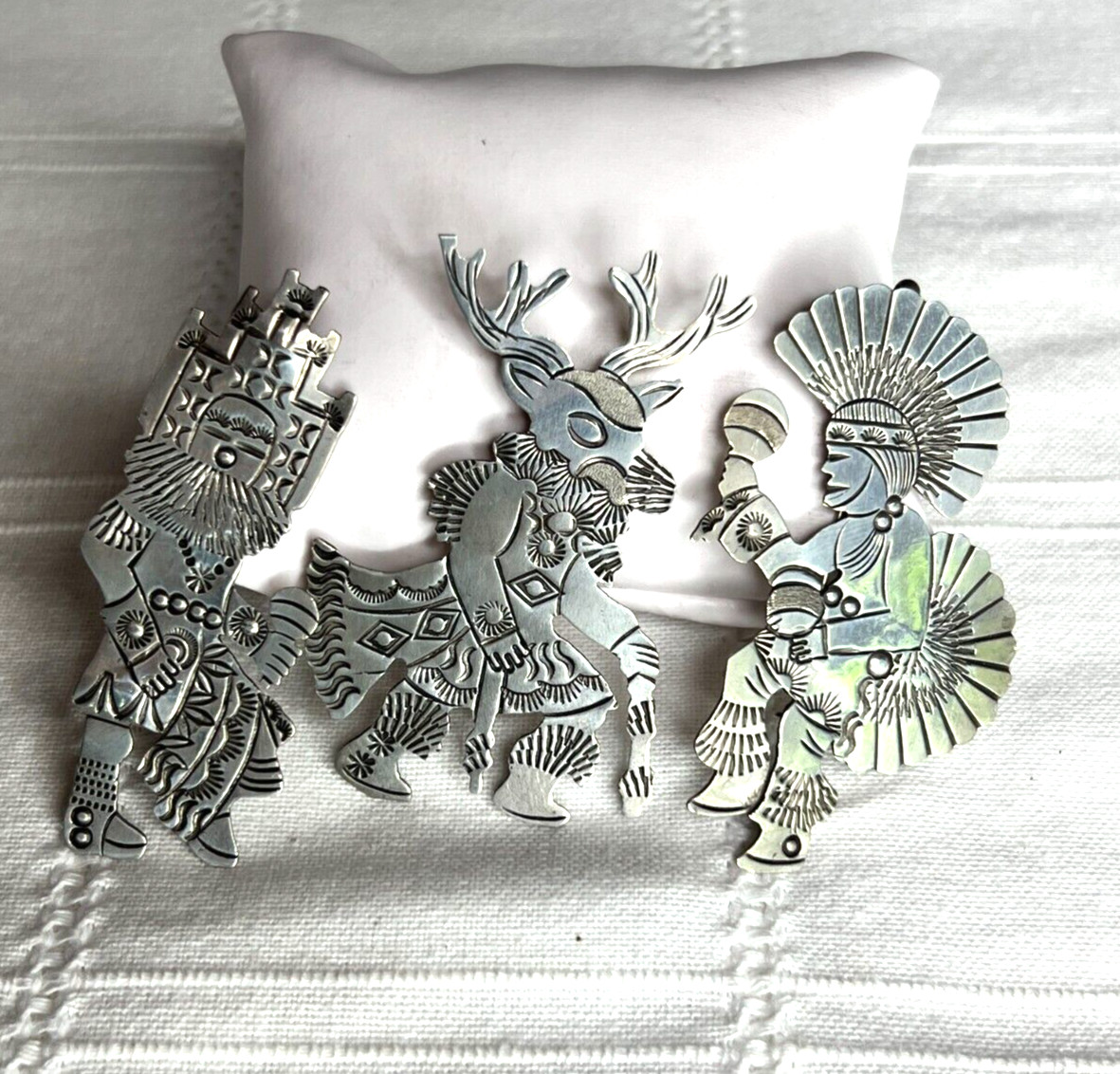 Dancing Kachina Navajo BECENTI Native American Sterling Silver Pin Vintage #2