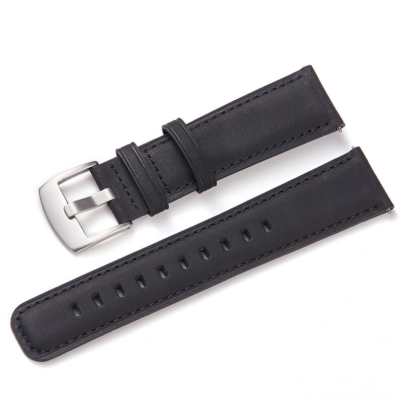 Brushed Genuine Leather Quick Release Watch Band Strap Men’s Pin Buckle 20 22mm