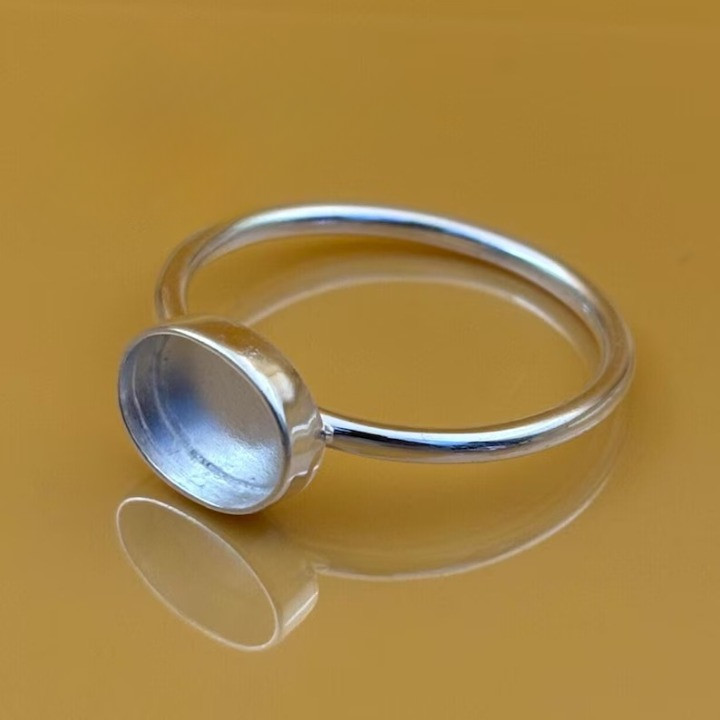 925 Sterling Silver 6x8mm Oval Bezel Cup Ring Blank DIY Jewelry Semi Mount
