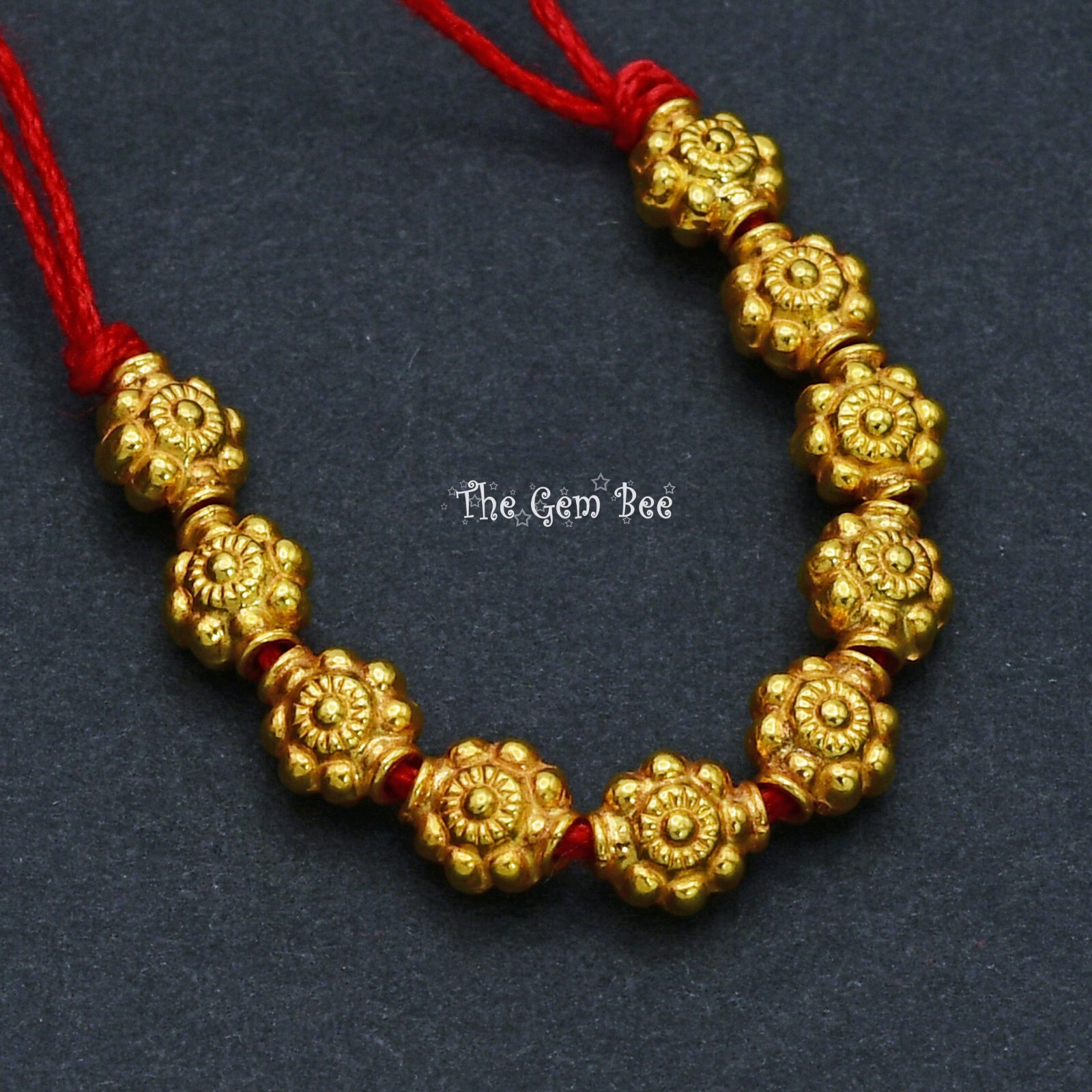 4.8mmx5.5mm 18k Solid Yellow Gold Fancy Flower Spacer Beads PAIR