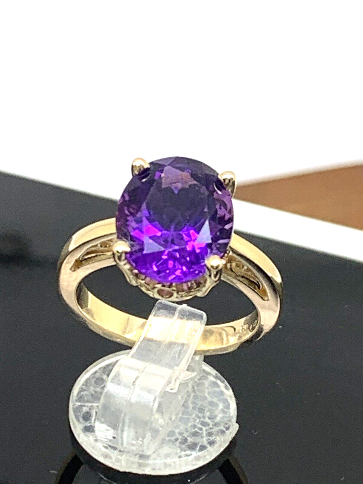 Purple Gemstone Cocktail Ring 14k Yellow Gold Women’s Estate Jewelry Size 6.25