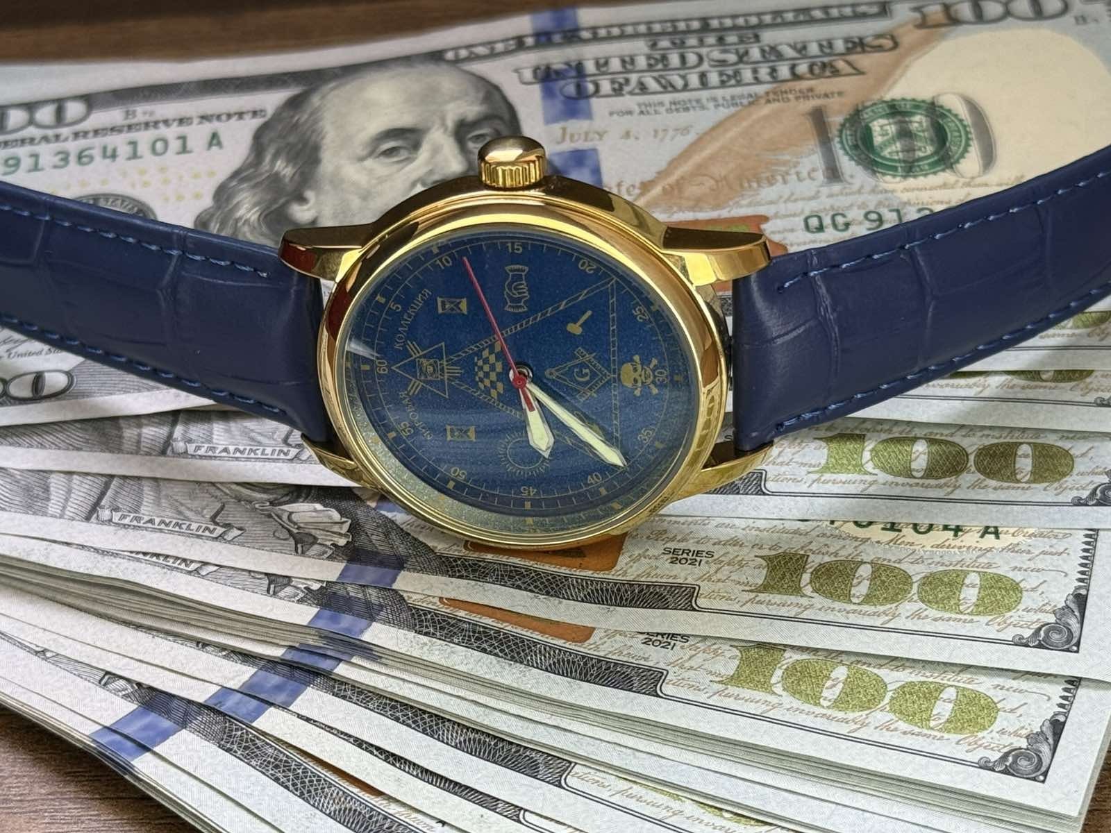 Mason Raketa 1990s Watch,Blue Soviet Mechanical Skull Men’s Wrist Pyramid USSR
