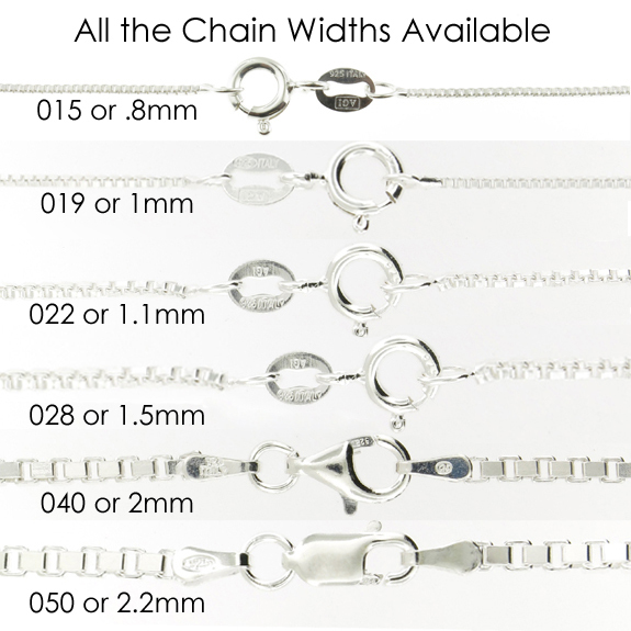 925 Sterling Silver BOX Chain Necklace All Sizes Stamped .925 Italy
