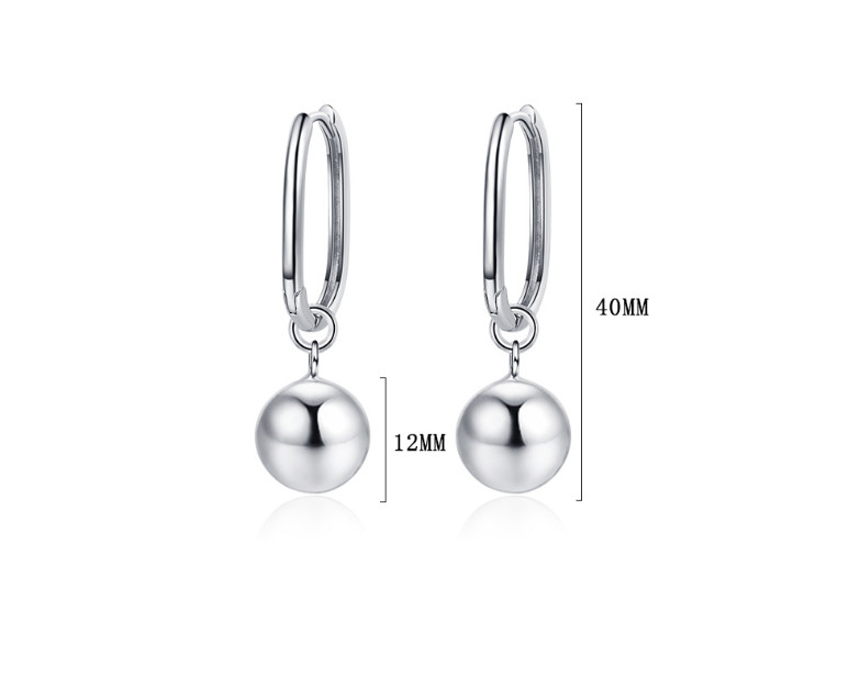 Sterling Silver Plated U Hoop Huggie Earrings Ball Dangle Drop Earrings PE65