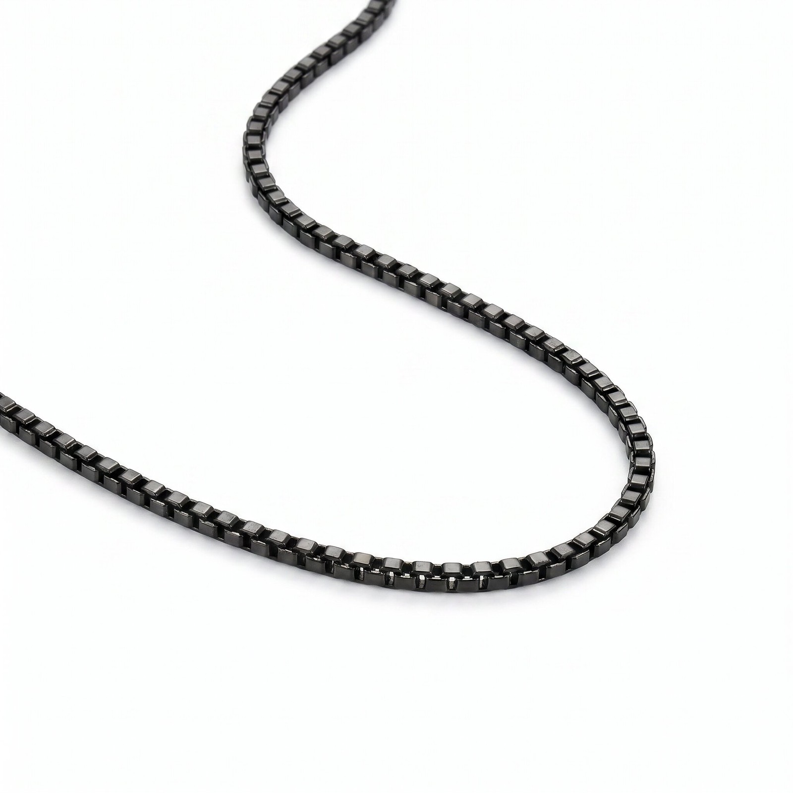18″ 14K Black Gold Italian Handmade Box Chain Necklace