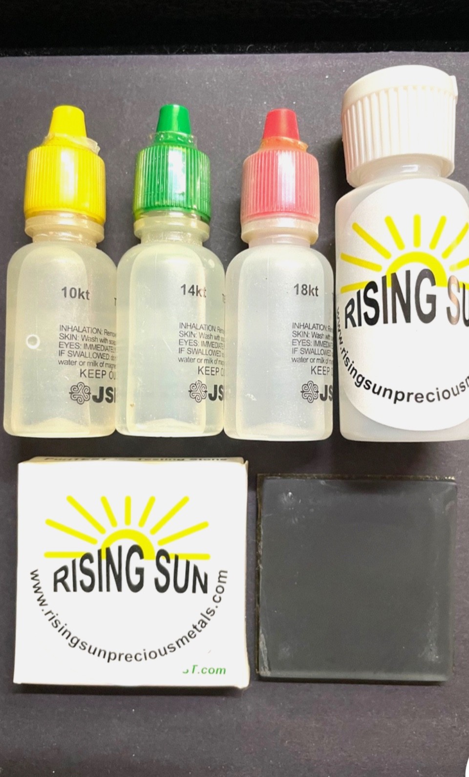 JSP Gold Testing Acid 10K 14K 18K+ Silver Test Kit Scratch stone & Neutralizer