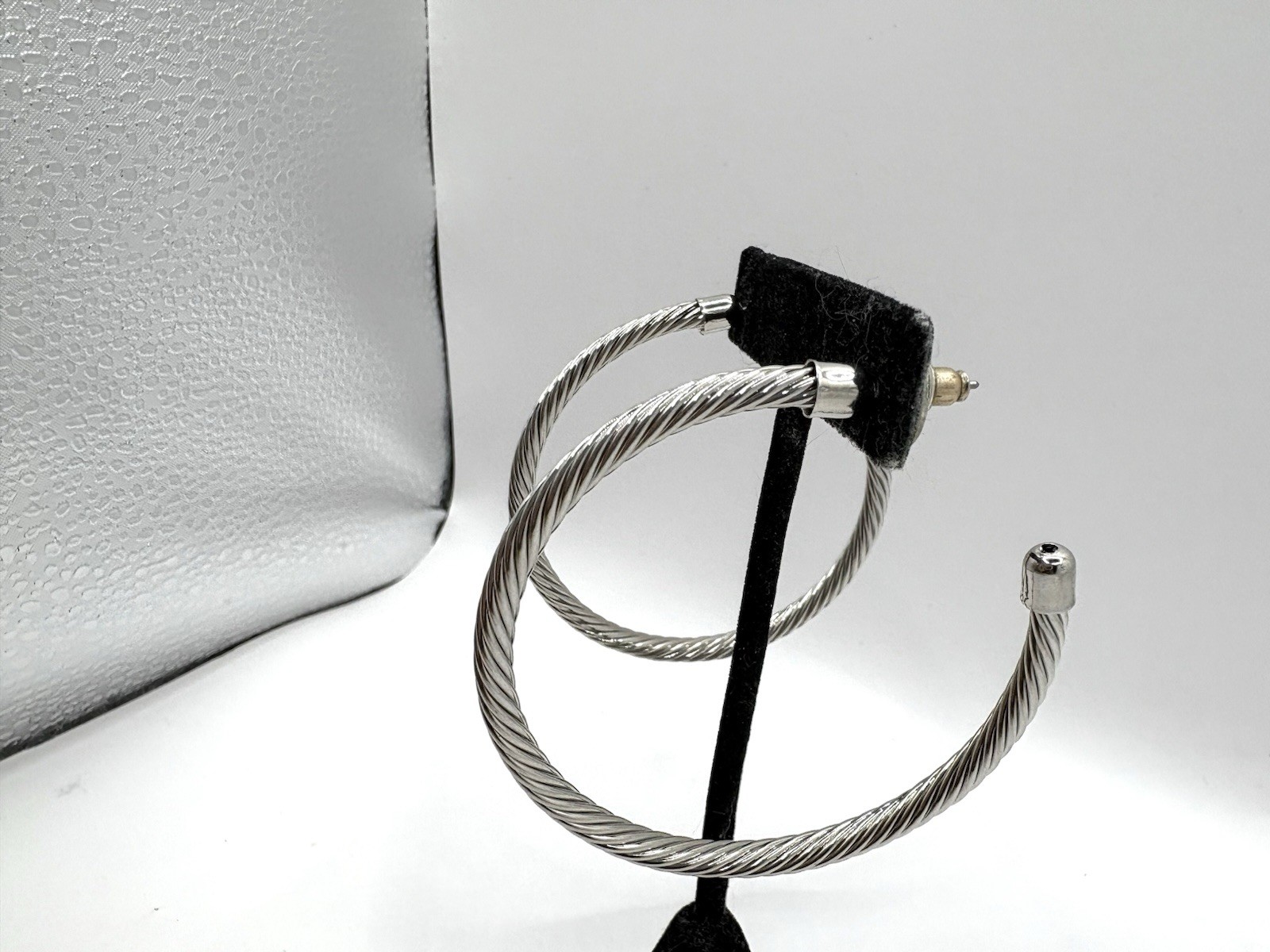Hollow Twisted Wire Half Hoop Earrings 2.5”