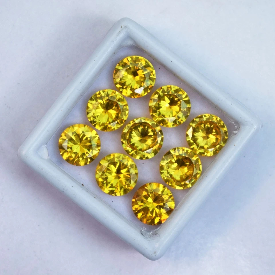 57 CT Flawless Yellow Sphene Round Cut Certified Loose Gemstone 9 Pcs Lot
