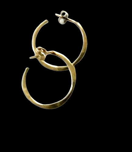 Vintage Hammered Sterling Silver 1″ Hoop Post Earrings 2 grams