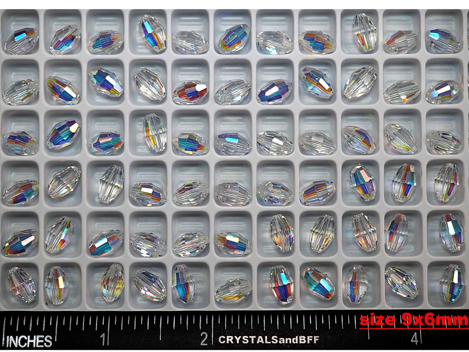 Crystal AB, Preciosa Genuine Czech MC Olive Crystal Beads, barrel shape #5200