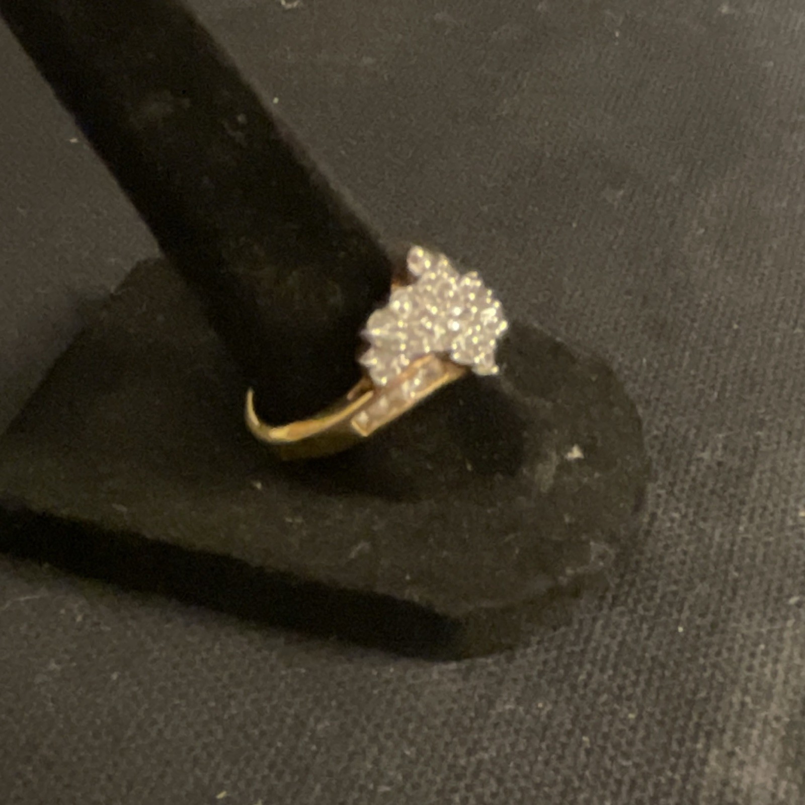 Yellow Gold Filled Cluster Flower Ring w/ Clear Stones, Size 8 Pre-Owned