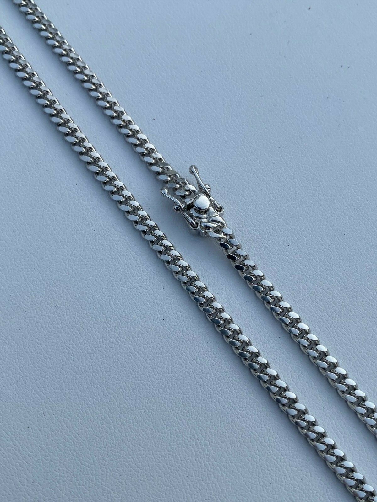 Men’s Miami Cuban Chain Solid 925 Sterling Silver 4mm 18-30″ Box Lock Necklace