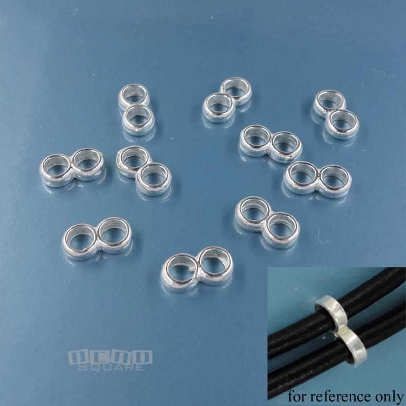 10PC Solid Sterling Silver 2 Strand Spacer Bar / Figure 8 Connector 7.6mm #33021