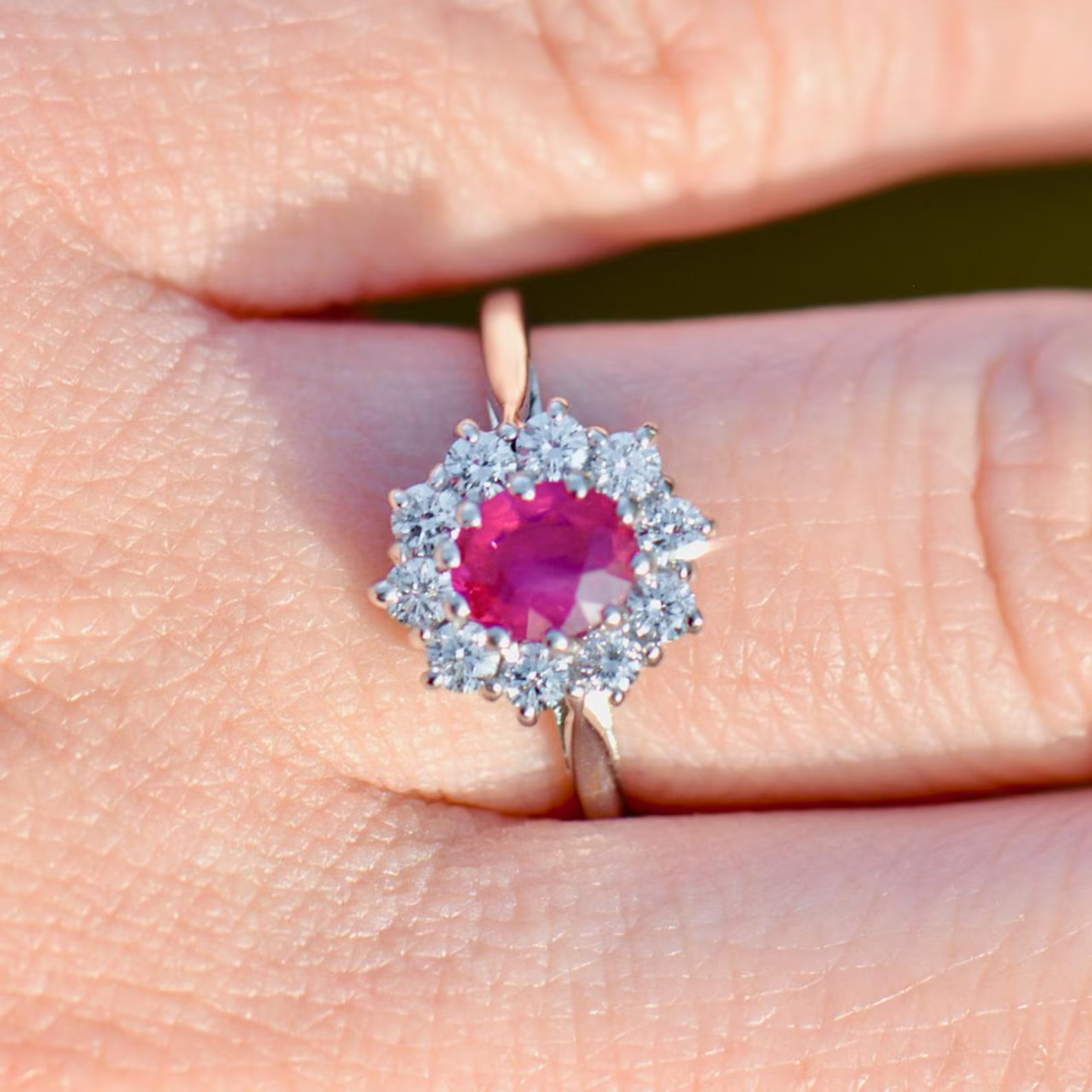 2.54 Ct Oval Cut Natural Ruby Diamond Engagement Ring 14K Solid White Gold 5