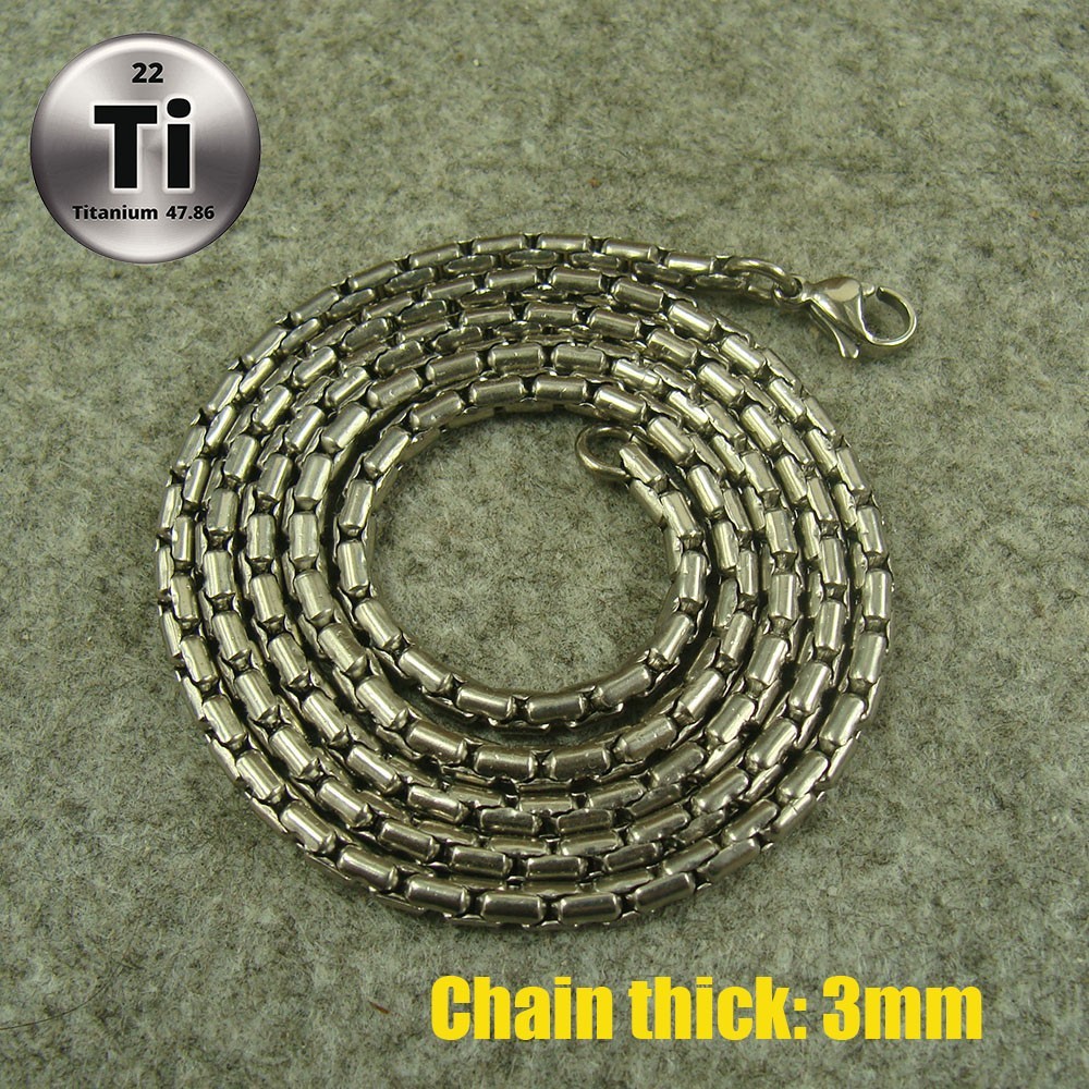 Pure Titanium Anti-allergy Necklace 3mm Ti Rolo Ball Bead Chain XH012