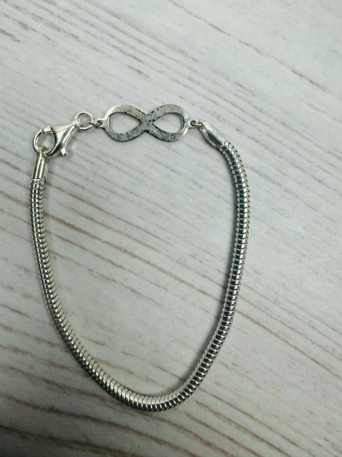 Reflection Beads Sterling Silver Infinity Symbol Bracelet