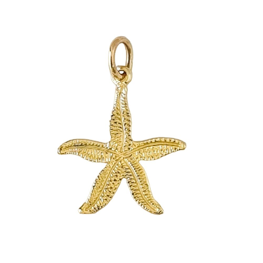 14k Yellow Gold Small Starfish Charm / Pendant, Made in USA
