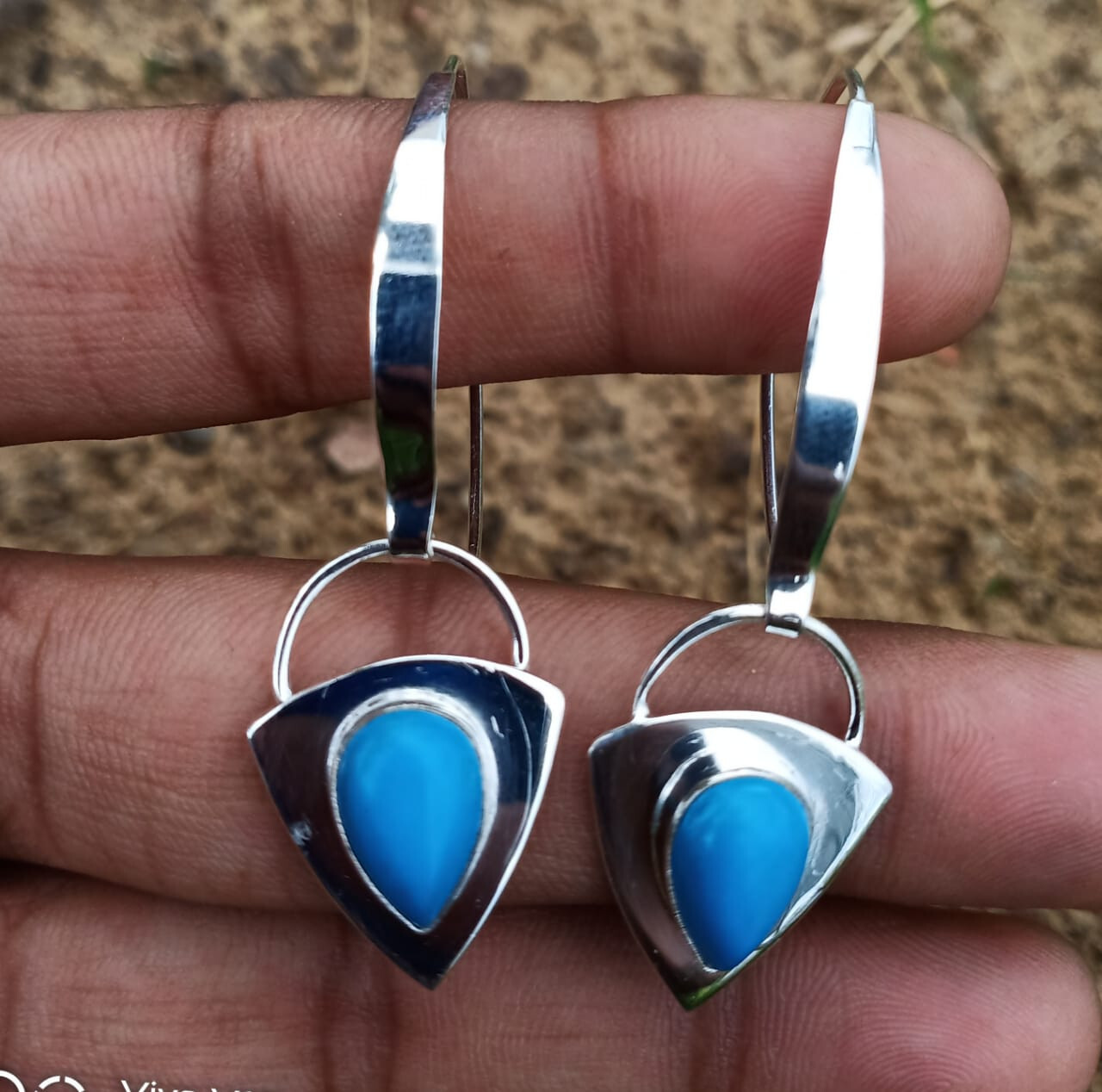 Sleeping Beauty Turquoise Gemstone Earring 925 Sterling Silver Handmade Jewelry