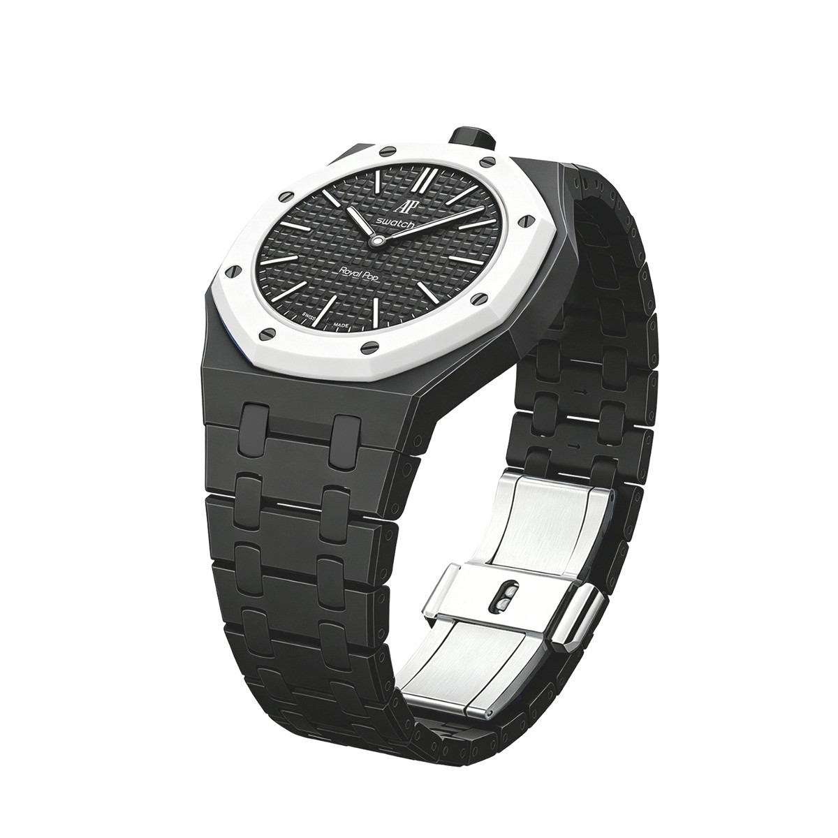 Ceramic Watch Strap Band with Ceramic Case Mod Kit For Swatch X AP Royal Pop