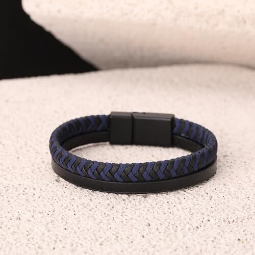 Handmade Leather Bracelet for Men – Braided bracelet with steel clasp made of