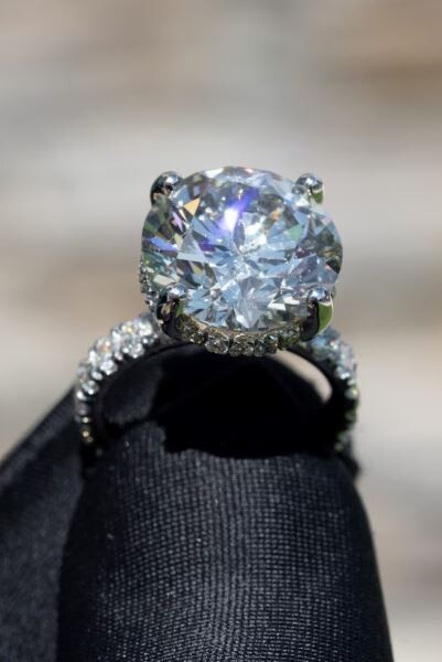 4CT Lab Created Diamond Solitaire With Accents Womens Ring 14K White Gold Plated