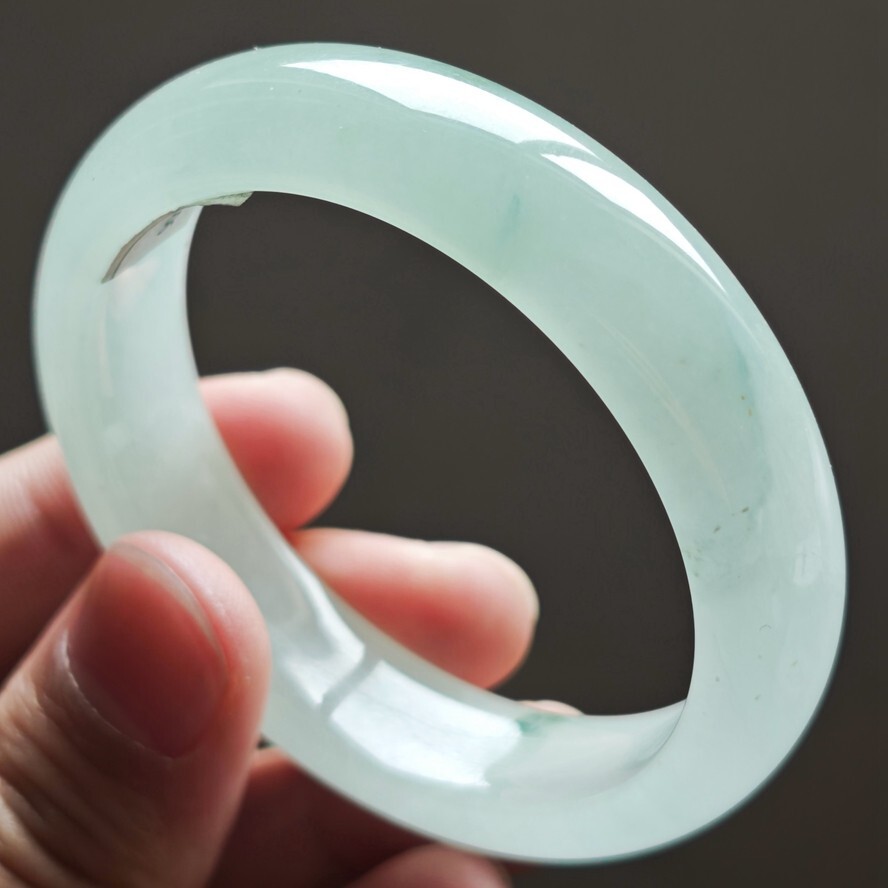 55mm White Green Emerald Icy Jadeite Jade Bracelet Bangle Burma Jade Bangle 2342