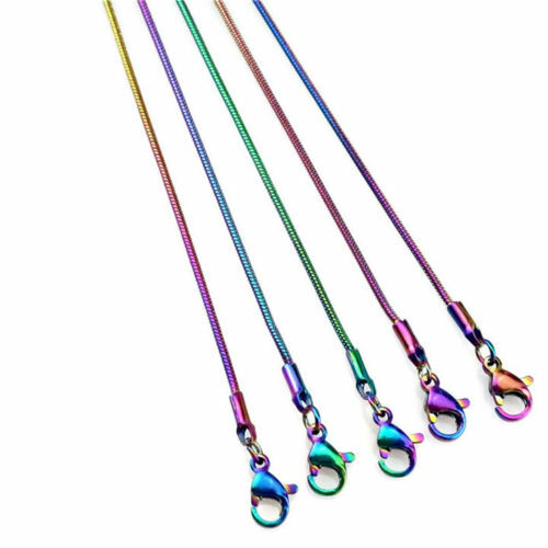 NEW! Lot 10pcs – 24″ 🌈Rainbow🌈 Round🌈 Snake🌈 FREE LOCKET🌈