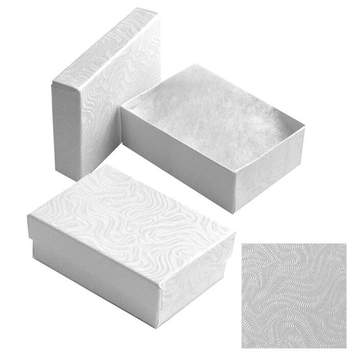 100 Swirl White Cotton Filled Boxes Jewelry Gift Box 3-1/4″ x 2-1/4″ x 1″