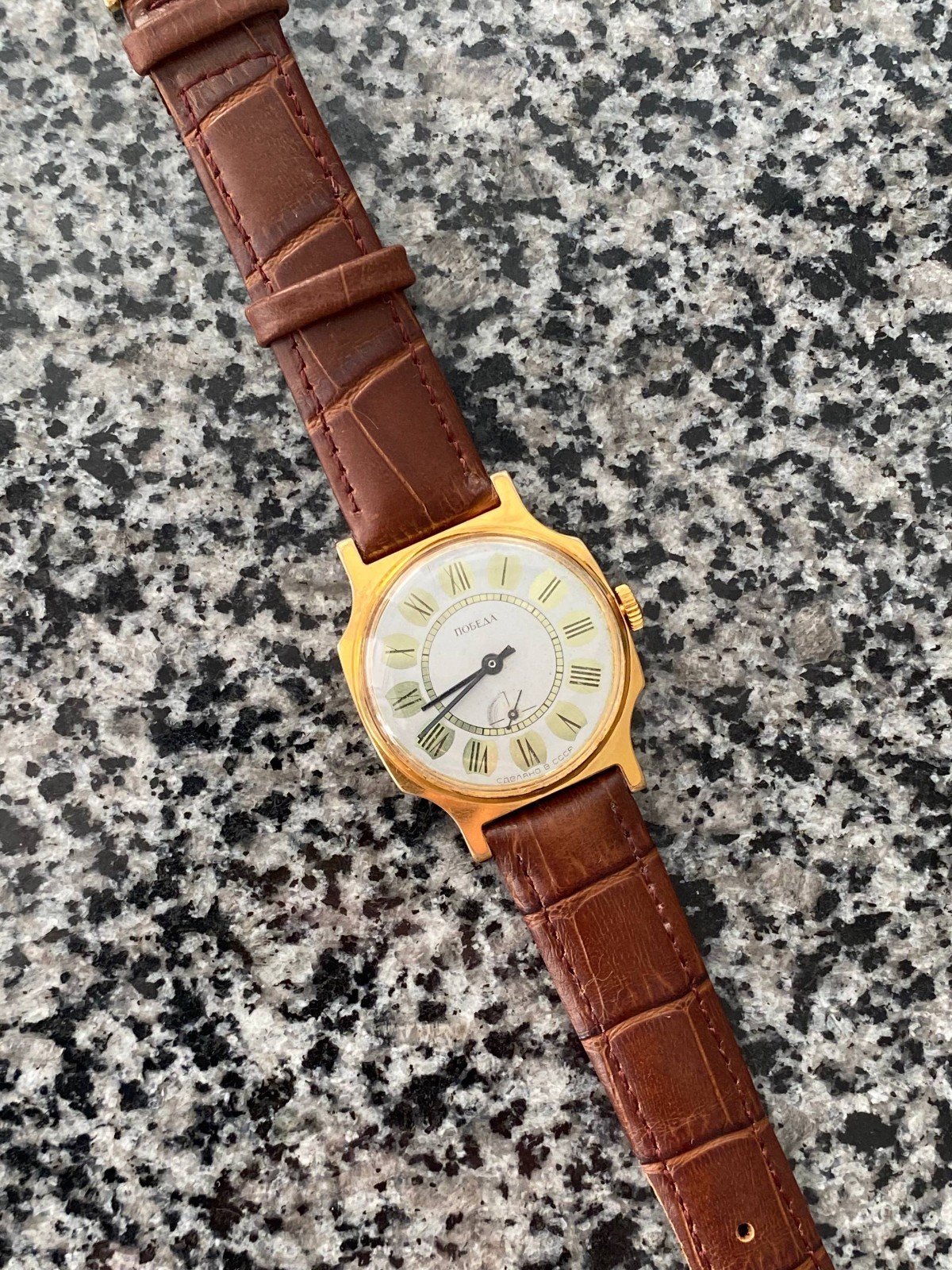 Vintage Pobeda Watch Soviet mechanical USSR Wristwach Rare Gold Plated AU