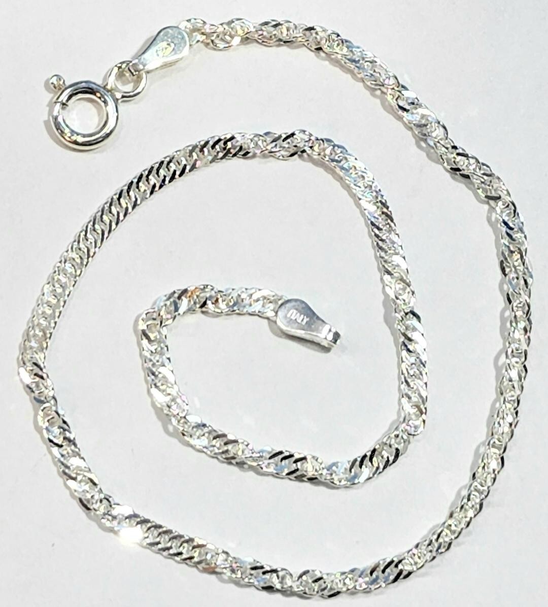 Singapore Ankle Bracelet 10 inch Long 925 Sterling Silver Anklet