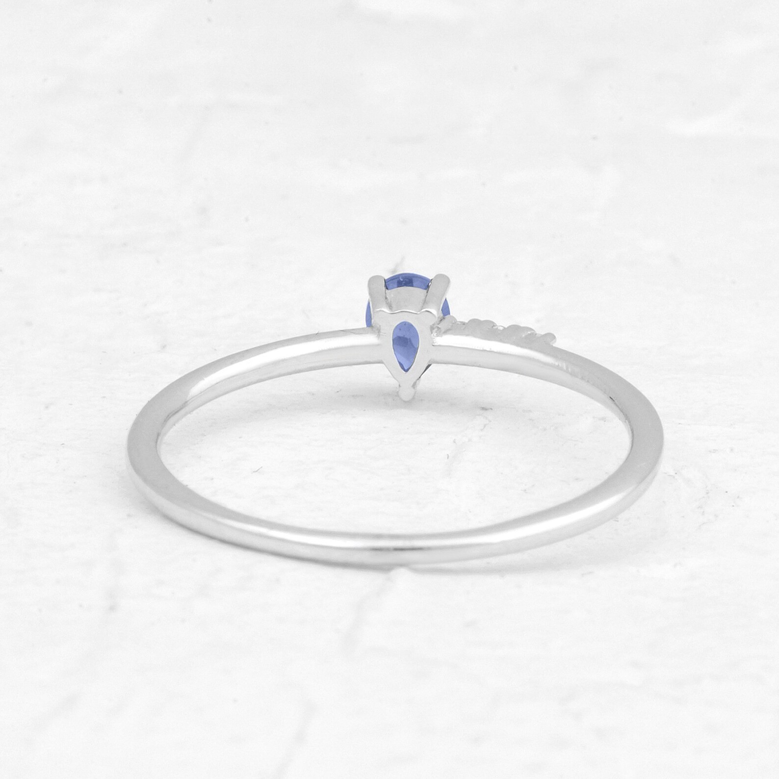 Blue Sapphire Ring side stone ring 925 Sterling Silver Jewelry Engagement rings