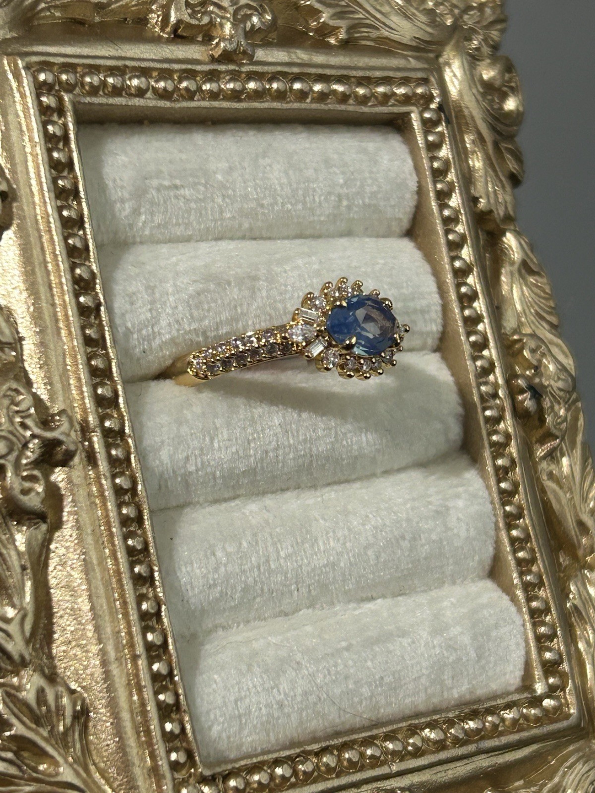 Bomb Party OG Original Ring SZ 10 Lab Created Blue Moonstone and CZ Gold-Plated