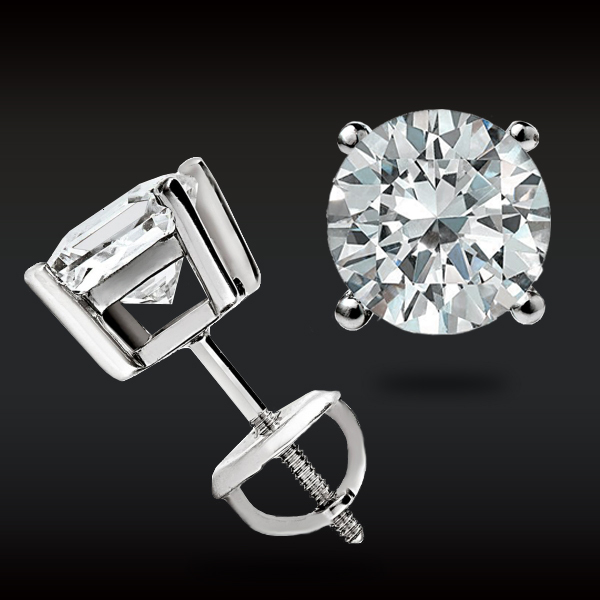 2.00 CT ROUND CUT GRA MOISSANITE EARRINGS 14K SOLID WHITE GOLD STUDS SCREW-BACK